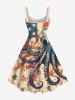 Plus Size Distressed Octopus Patriotic American Flag Print Hawaii A Line Tank Dress -  
