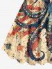 Plus Size Distressed Octopus Patriotic American Flag Print Hawaii A Line Tank Dress -  