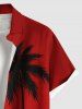Chemise hawaïenne à boutons et poches, grande taille, imprimé cocotiers, effet dip dye ombré, pour homme - Rouge XL