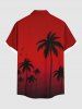 Chemise hawaïenne à boutons et poches, grande taille, motif cocotier ombré dip dye, pour homme - Rouge 5XL