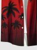Chemise hawaïenne à boutons et poches, grande taille, motif cocotier ombré dip dye, pour homme - Rouge 5XL