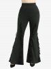 Pantalon évasé grande taille à volants et motif toile d'araignée - Noir 5x | US 30-32