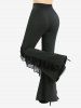 Pantalon évasé grande taille à volants et motif toile d'araignée - Noir 5x | US 30-32