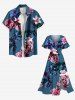 Plus Size 3D Ombre Flower Print Hawaii Split Pocket A Line Midi Dress -  