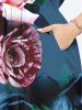 Plus Size 3D Ombre Flower Print Hawaii Split Pocket A Line Midi Dress -  