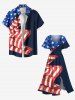 Plus Size Crinkle Patriotic American Flag Print Split Pocket A Line Midi Dress -  