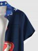 Chemise grande taille froissée à imprimé drapeau américain patriotique avec poche boutonnée pour homme - Noir L