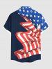 Chemise grande taille froissée à imprimé drapeau américain patriotique avec poche boutonnée pour homme - Noir L