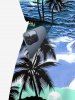Combinaison hawaïenne grande taille à imprimé cocotiers et fleurs de mer avec cordon de serrage et poches - Bleu 5X