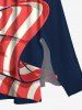 Plus Size Crinkle Patriotic American Flag Print Split Pocket A Line Midi Dress -  