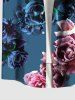 Plus Size 3D Ombre Flower Print Hawaii Button Pocket Shirt For Men -  