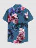 Chemise hawaïenne grande taille à imprimé floral ombré 3D et poches boutonnées pour homme - Bleu profond 5XL