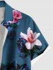 Chemise hawaïenne grande taille à imprimé floral ombré 3D et poches boutonnées pour homme - Bleu profond 5XL