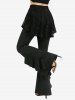 Plus Size Skulls Fishnet Overlay Ruffles Skirted Flare Pants -  