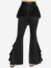 Plus Size Skulls Fishnet Overlay Ruffles Skirted Flare Pants -  
