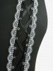 Pantalon évasé bicolore à lacets et œillets latéraux grande taille - Noir 4X | US 26-28