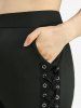 Plus Size Lace-up Grommets Lace Trim Ruffles Lettuce Flare Pants -  
