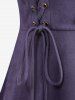 Plus Size Buckles Lace Up Grommets High Low Split Hooded Coat -  