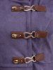 Plus Size Buckles Lace Up Grommets High Low Split Hooded Coat -  