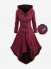 Plus Size Cable Knit Textured Pockets Horn Buttons Hooded Coat -  