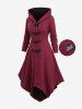 Plus Size Cable Knit Textured Pockets Horn Buttons Hooded Coat -  