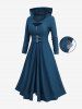 Hollow Out Jacquard Cross Zipper Buckle Split Hooded Coat With Shrug Top -  