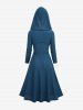 Hollow Out Jacquard Cross Zipper Buckle Split Hooded Coat With Shrug Top -  