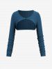 Hollow Out Jacquard Cross Zipper Buckle Split Hooded Coat With Shrug Top -  