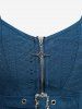 Hollow Out Jacquard Cross Zipper Buckle Split Hooded Coat With Shrug Top -  