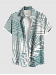 Chemise hawaïenne grande taille à imprimé feuilles tropicales ombré et boutons avec poches pour homme - Vert clair 4XL