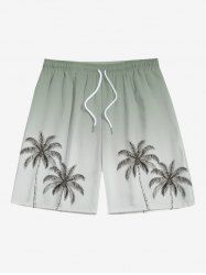 Plus Size Coconut Tree Ombre Print Hawaii Beach Shorts For Men -  