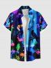 Tenue de plage hawaïenne assortie grande taille, motif floral fluo pailleté, motif perroquet et papillon, pour couple - Bleu Ciel 