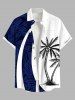 Tenue de plage hawaïenne assortie grande taille à imprimé feuilles tropicales et cocotiers pour couples - Bleu 