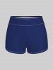 Tenue de plage hawaïenne assortie grande taille à imprimé feuilles tropicales et cocotiers pour couples - Bleu 