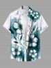 Tenue de plage hawaïenne assortie grande taille, motif floral aquarelle, peinture à l'encre, pour couple - Vert 