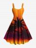 Tenue de plage hawaïenne assortie grande taille à imprimé cocotier ombré colorblock pour couples - Orange Foncé 