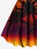 Tenue de plage hawaïenne assortie grande taille à imprimé cocotier ombré colorblock pour couples - Orange Foncé 