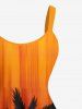 Tenue de plage hawaïenne assortie grande taille à imprimé cocotier ombré colorblock pour couples - Orange Foncé 