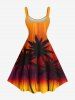 Tenue de plage hawaïenne assortie grande taille à imprimé cocotier ombré colorblock pour couples - Orange Foncé 