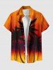 Tenue de plage hawaïenne assortie grande taille à imprimé cocotier ombré colorblock pour couples - Orange Foncé 