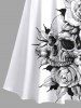 Tenue assortie grande taille à imprimé tête de mort et rose pour couple - Blanc 