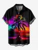 Coconut Tree Colorful Sky Print Plus Size Matching Hawaii Beach Outfit For Couples -  