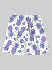 Tenue de plage hawaïenne assortie grande taille à imprimé ananas et fleurs d'hibiscus pour couples - Violet clair 