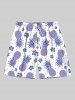 Tenue de plage hawaïenne assortie grande taille à imprimé ananas et fleurs d'hibiscus pour couples - Violet clair 