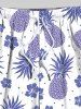 Tenue de plage hawaïenne assortie grande taille à imprimé ananas et fleurs d'hibiscus pour couples - Violet clair 