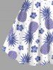Tenue de plage hawaïenne assortie grande taille à imprimé ananas et fleurs d'hibiscus pour couples - Violet clair 