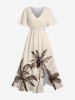 Coconut Tree Hand-painted Print Plus Size Matching Hawaii Beach Outfit For Couples -  
