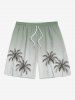 Matching Hawaii Shirt and Romper Plus Size Beach Outfit Coconut Tree Ombre Printed for Couples -  