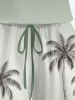 Matching Hawaii Shirt and Romper Plus Size Beach Outfit Coconut Tree Ombre Printed for Couples -  