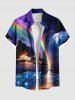 Tenue de plage hawaïenne assortie grande taille, motif galaxie, aurore, crépuscule, imprimé mer, ombré et pailleté, pour couples - Pourpre  